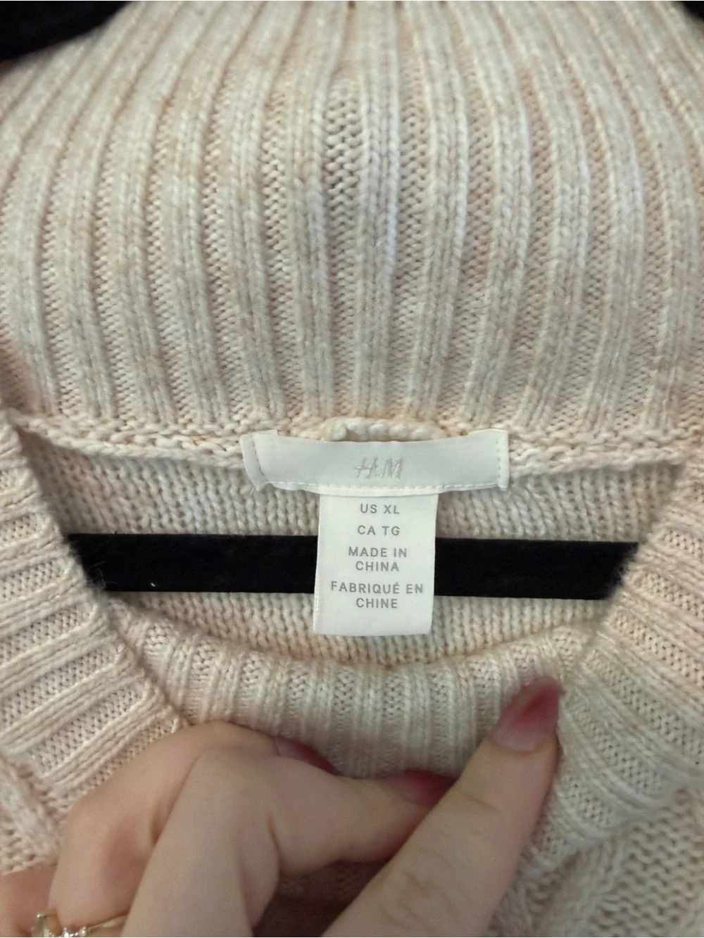 H&M Chunky Cable Knit Sweater Dress XL Cream Beige Wool Blend - Picture 4 of 6